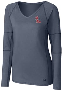 Cutter and Buck Ole Miss Rebels Womens Navy Blue Victory Long Sleeve T-Shirt