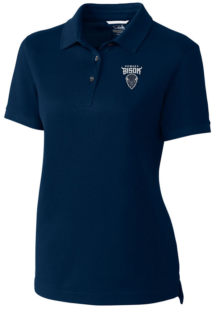 Cutter and Buck Howard Bison Womens Navy Blue Advantage Pique Short Sleeve Polo Shirt