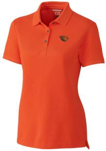 Cutter and Buck Oregon State Beavers Womens Orange Advantage Pique Short Sleeve Polo Shirt
