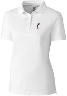 Cutter and Buck Cincinnati Bearcats Womens White Advantage Pique Short Sleeve Polo Shirt