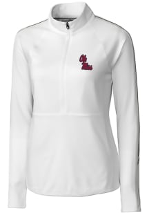 Cutter and Buck Ole Miss Rebels Womens White Pennant Sport 1/4 Zip Pullover