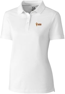 Cutter and Buck Arizona State Sun Devils Womens White Advantage Pique Short Sleeve Polo Shirt
