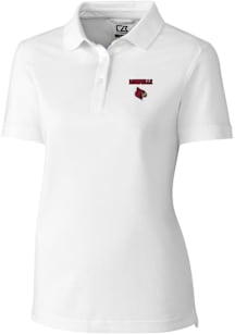 Cutter and Buck Louisville Cardinals Womens White Advantage Pique Short Sleeve Polo Shirt