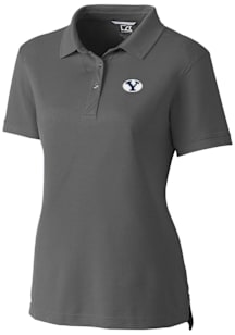 Cutter and Buck BYU Cougars Womens Grey Advantage Pique Short Sleeve Polo Shirt