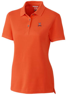 Cutter and Buck Virginia Cavaliers Womens Orange Advantage Pique Short Sleeve Polo Shirt