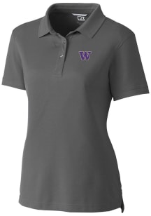 Cutter and Buck Washington Huskies Womens Grey Advantage Pique Short Sleeve Polo Shirt