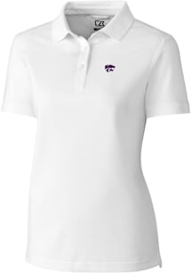 Womens K-State Wildcats White Cutter and Buck Advantage Pique Short Sleeve Polo Shirt