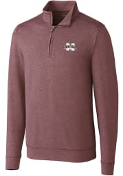 Cutter and Buck Mississippi State Bulldogs Mens Burgundy Shoreline Long Sleeve 1/4 Zip Pullover