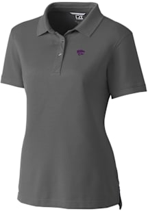 Womens K-State Wildcats Grey Cutter and Buck Advantage Pique Short Sleeve Polo Shirt