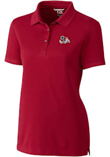 Cutter and Buck Fresno State Bulldogs Womens Red Advantage Pique Short Sleeve Polo Shirt