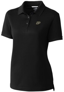 Cutter and Buck Purdue Boilermakers Womens Black Advantage Pique Short Sleeve Polo Shirt