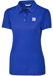 Cutter and Buck Duke Blue Devils Womens Blue Advantage Pique Short Sleeve Polo Shirt