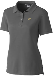 Cutter and Buck Purdue Boilermakers Womens Grey Advantage Pique Short Sleeve Polo Shirt