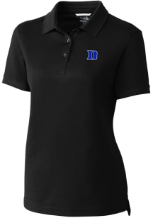 Cutter and Buck Duke Blue Devils Womens Black Advantage Pique Short Sleeve Polo Shirt