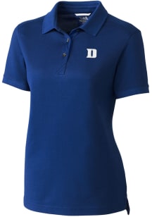 Cutter and Buck Duke Blue Devils Womens Blue Advantage Pique Short Sleeve Polo Shirt