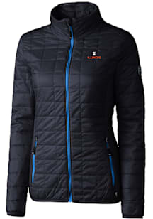 Cutter and Buck Illinois Fighting Illini Womens Navy Blue Rainier PrimaLoft Puffer Filled Jacket