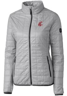 Cutter and Buck Washington State Cougars Womens Grey Rainier PrimaLoft Puffer Filled Jacket
