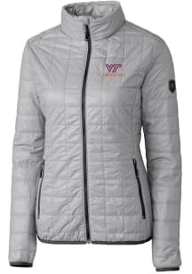 Cutter and Buck Virginia Tech Hokies Womens Grey Rainier PrimaLoft Puffer Filled Jacket
