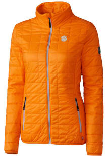 Cutter and Buck Clemson Tigers Womens Orange Rainier PrimaLoft Puffer Filled Jacket