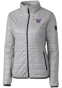 Womens Washington Huskies Grey Cutter and Buck Rainier PrimaLoft Puffer Filled Jacket