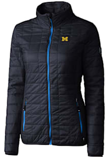 Cutter and Buck Michigan Wolverines Womens Blue Rainier PrimaLoft Puffer Filled Jacket