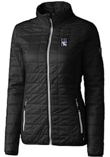 Cutter and Buck Northwestern Wildcats Womens Black Rainier PrimaLoft Puffer Filled Jacket