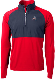 Cutter and Buck Atlanta Braves Mens Red Adapt Eco Knit Long Sleeve 1/4 Zip Pullover