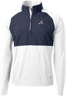 Cutter and Buck Atlanta Braves Mens White Adapt Eco Knit Long Sleeve 1/4 Zip Pullover