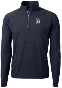Cutter and Buck Detroit Tigers Mens Navy Blue Americana Adapt Eco Hybrid Long Sleeve 1/4 Zip Pul..
