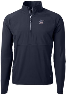 Cutter and Buck Miami Marlins Mens Navy Blue Americana Adapt Eco Hybrid Long Sleeve 1/4 Zip Pull..