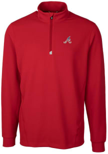 Cutter and Buck Atlanta Braves Mens Red Traverse Stretch Long Sleeve 1/4 Zip Pullover