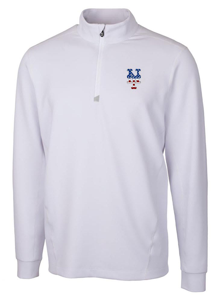 Cutter and Buck New York Mets Mens White Traverse Stretch Pullover Jackets