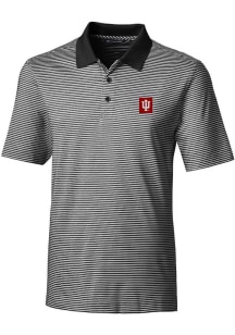 Cutter and Buck Indiana Hoosiers Mens Black Forge Tonal Stripe Short Sleeve Polo