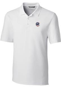 Cutter and Buck Chicago Cubs Mens White Americana Forge Short Sleeve Polo