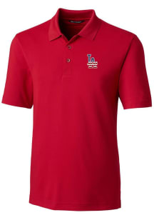 Cutter and Buck Los Angeles Dodgers Mens Red Forge Short Sleeve Polo