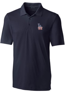 Cutter and Buck Los Angeles Dodgers Mens Navy Blue Forge Short Sleeve Polo