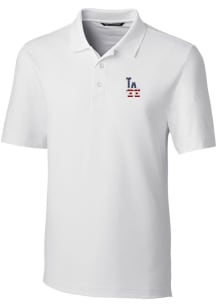 Cutter and Buck Los Angeles Dodgers Mens White Forge Short Sleeve Polo