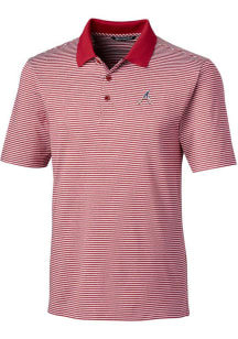 Cutter and Buck Atlanta Braves Mens Red Forge Tonal Stripe Short Sleeve Polo