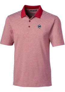 Cutter and Buck Chicago Cubs Mens Red Forge Tonal Stripe Short Sleeve Polo