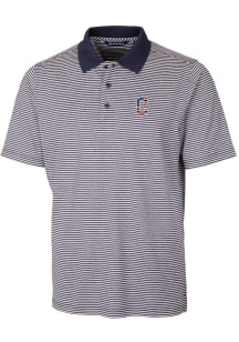 Cutter and Buck Cleveland Guardians Mens Navy Blue Forge Tonal Stripe Short Sleeve Polo