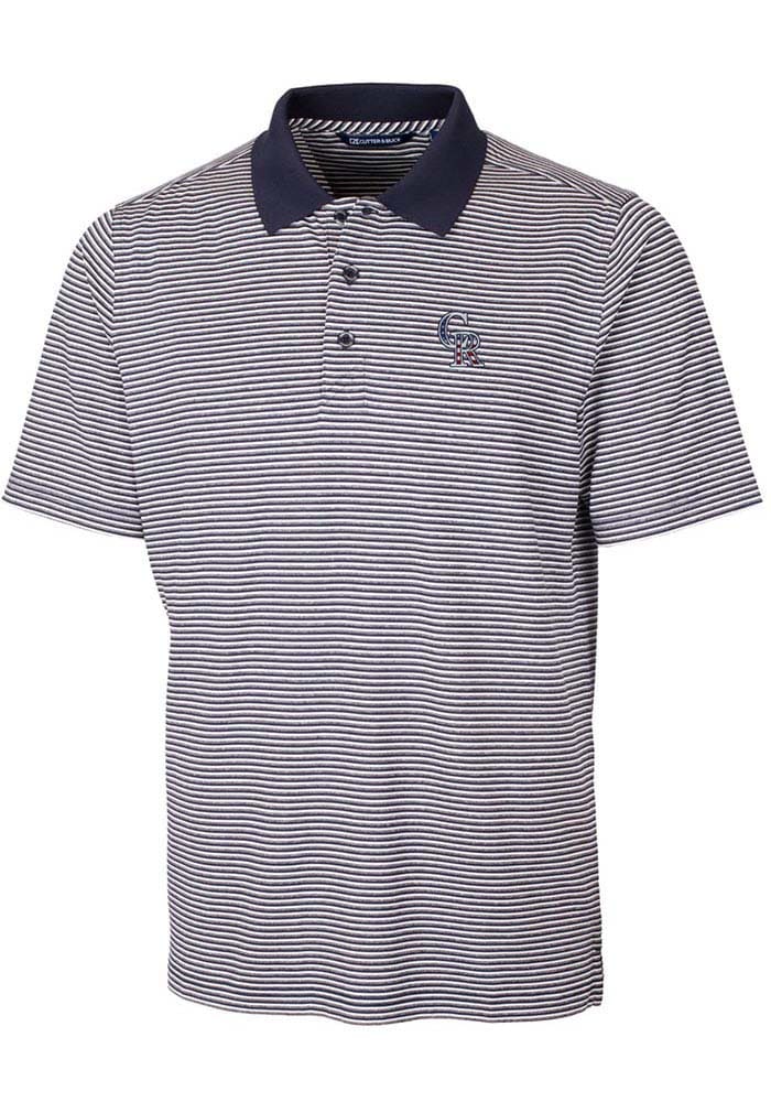 Men's Cutter & Buck White Colorado Rockies Forge Pencil Stripe Stretch Polo