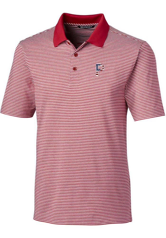 Cutter and Buck Pittsburgh Pirates Mens Red Forge Tonal Stripe Short Sleeve Polo