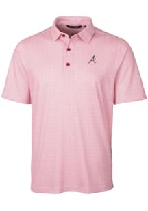 Cutter and Buck Atlanta Braves Mens Red Pike Double Dot Short Sleeve Polo