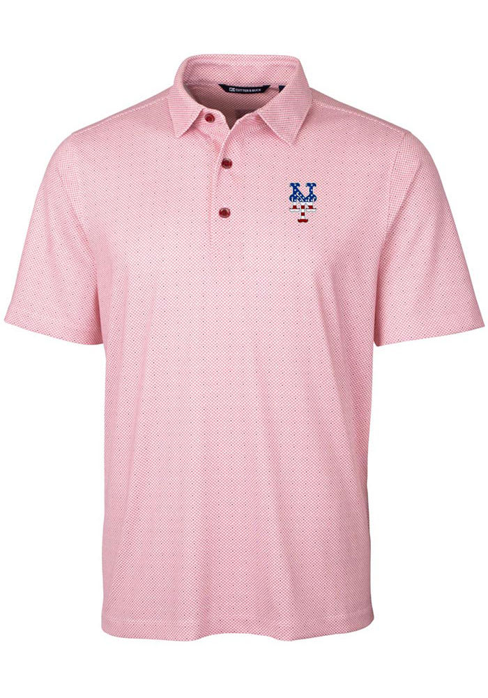 Cutter and Buck New York Mets Mens Red Pike Double Dot Short Sleeve Polo