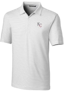 Cutter and Buck Kansas City Royals Mens White Americana Forge Pencil Stripe Short Sleeve Polo