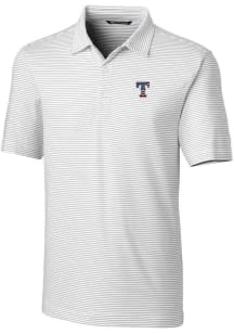 Cutter and Buck Texas Rangers Mens White Forge Pencil Stripe Short Sleeve Polo