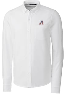 Cutter and Buck Arizona Diamondbacks Mens White Advantage Tri-Blend Pique Long Sleeve Dress Shir..