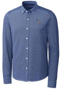 Cutter and Buck Colorado Rockies Mens Blue Advantage Tri-Blend Pique Long Sleeve Dress Shirt