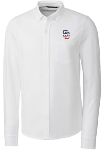 Cutter and Buck San Diego Padres Mens White Advantage Tri-Blend Pique Long Sleeve Dress Shirt