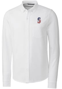 Cutter and Buck Seattle Mariners Mens White Advantage Tri-Blend Pique Long Sleeve Dress Shirt